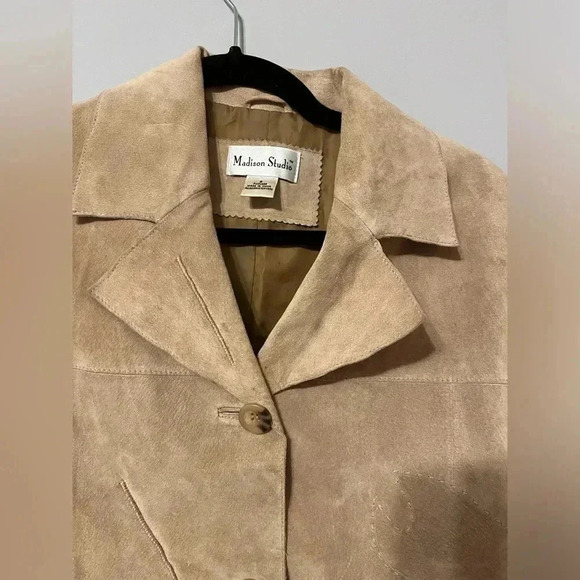 Madison Studio Pig Suede Light Brown Patch/Stitch Jacket Size 8 - Picture 7 of 11